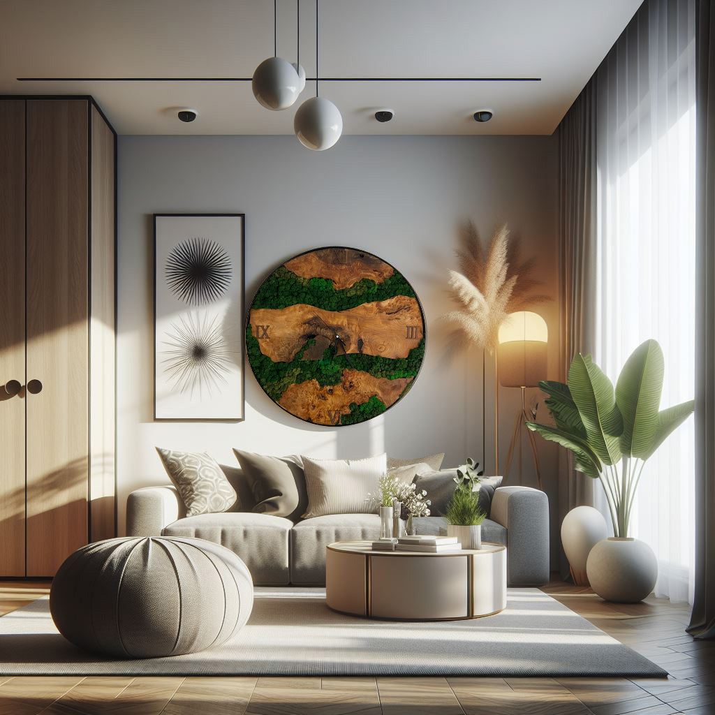 Nature's Chronograph - Handgefertigte Wanduhr mit Island-Moos-letto-design.com