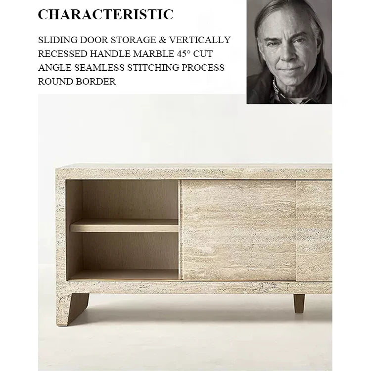 Sideboard "Marmo Eleganza" – Minimalistisches Design mit luxuriösem Travertin-letto-design.com