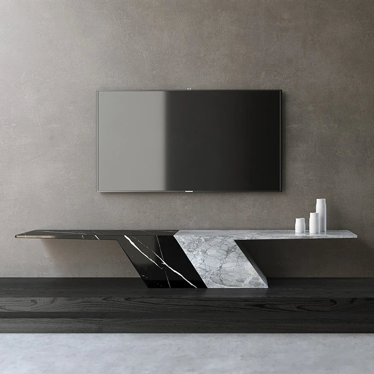 White Grey Natural Marble Unit TV Cabinet Modern TV Stands Luxury Living Room Furniture-letto-design.com