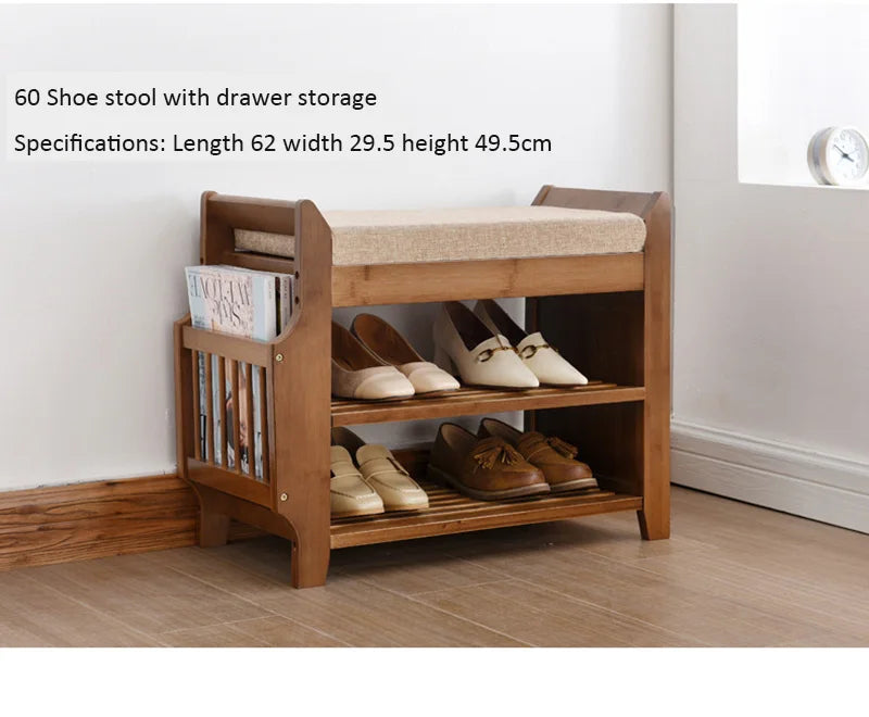 Praktische Schuhbank aus Holz mit Sitzpolster und Stauraum-letto-design.com