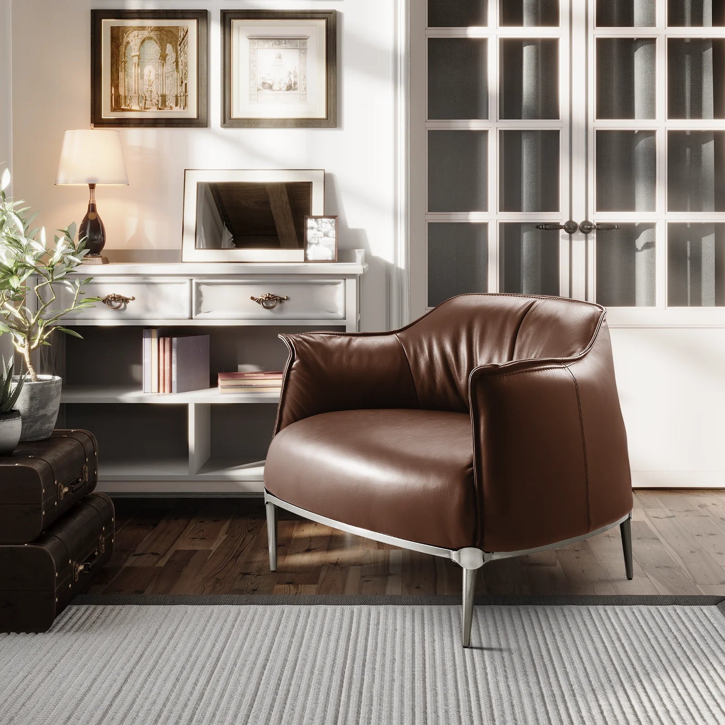 Poltrona Eleganza - Luxuriöser Sessel in echtem Leder-letto-design.com