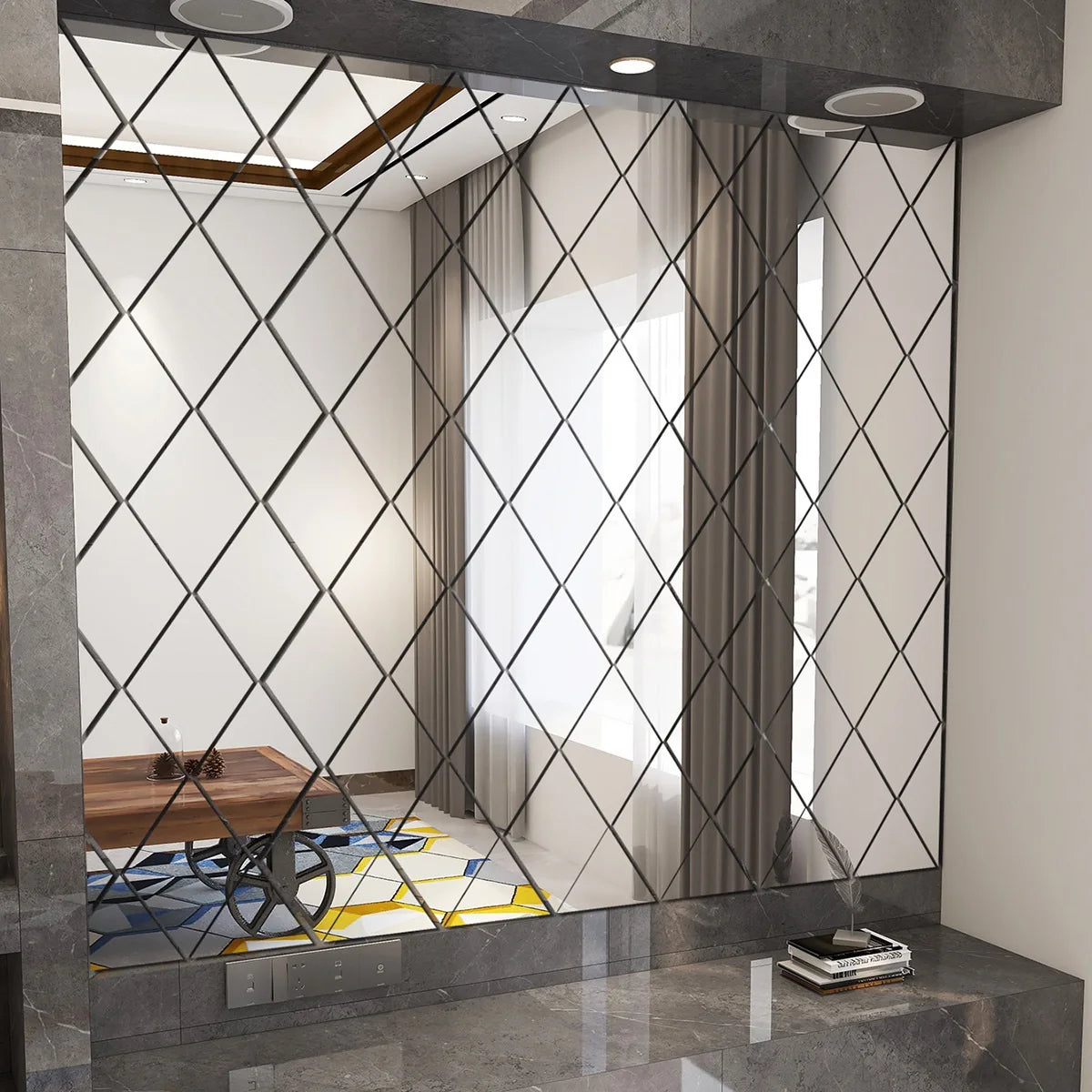 Wandspiegel-Aufkleber im Diamantmuster – Modernes Interieur Highlight-letto-design.com