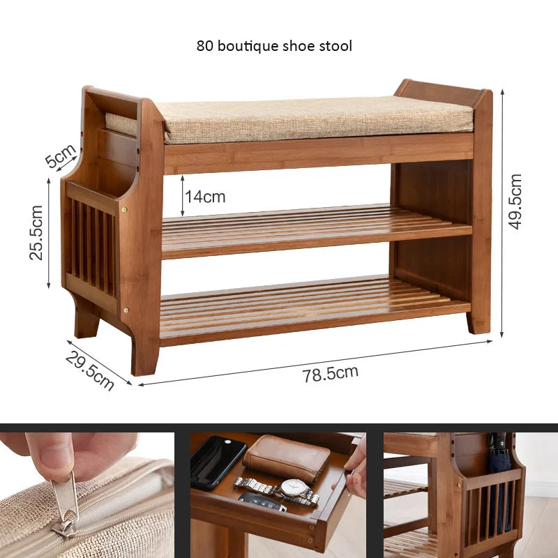 Praktische Schuhbank aus Holz mit Sitzpolster und Stauraum-letto-design.com