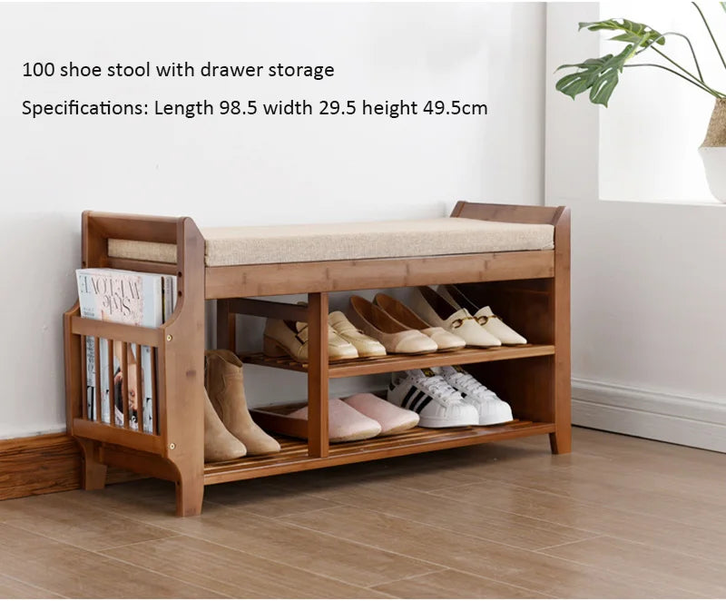 Praktische Schuhbank aus Holz mit Sitzpolster und Stauraum-letto-design.com