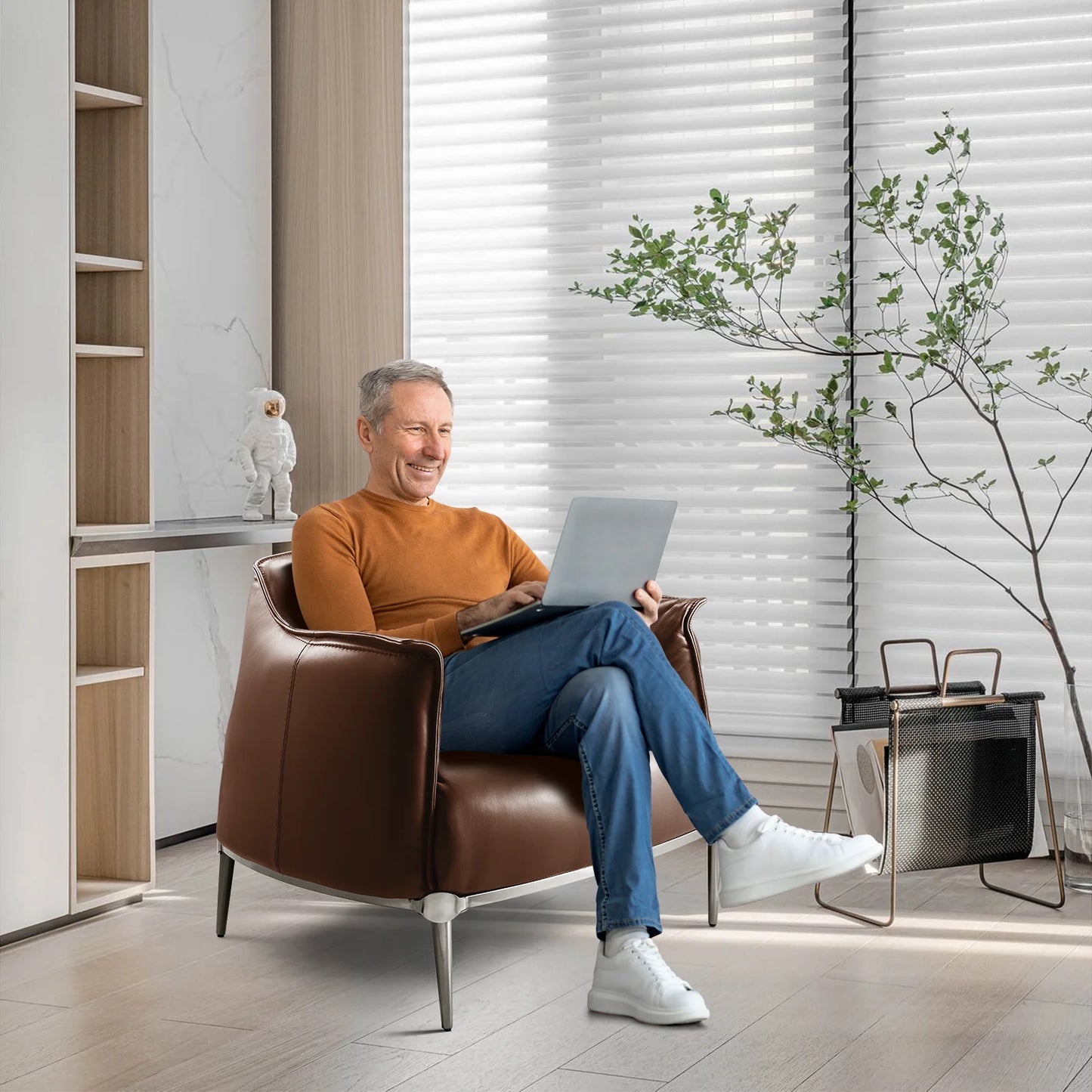 Poltrona Eleganza - Luxuriöser Sessel in echtem Leder-letto-design.com