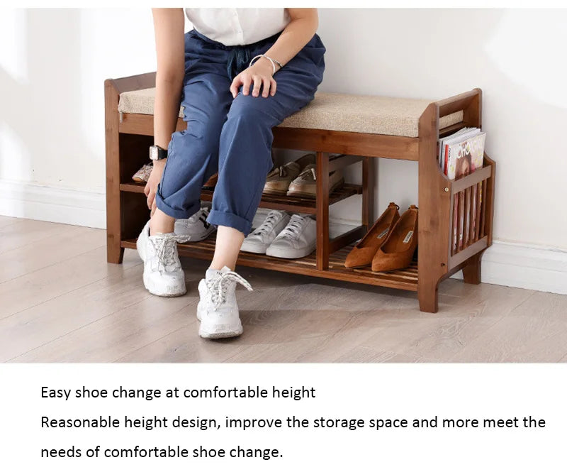 Praktische Schuhbank aus Holz mit Sitzpolster und Stauraum-letto-design.com
