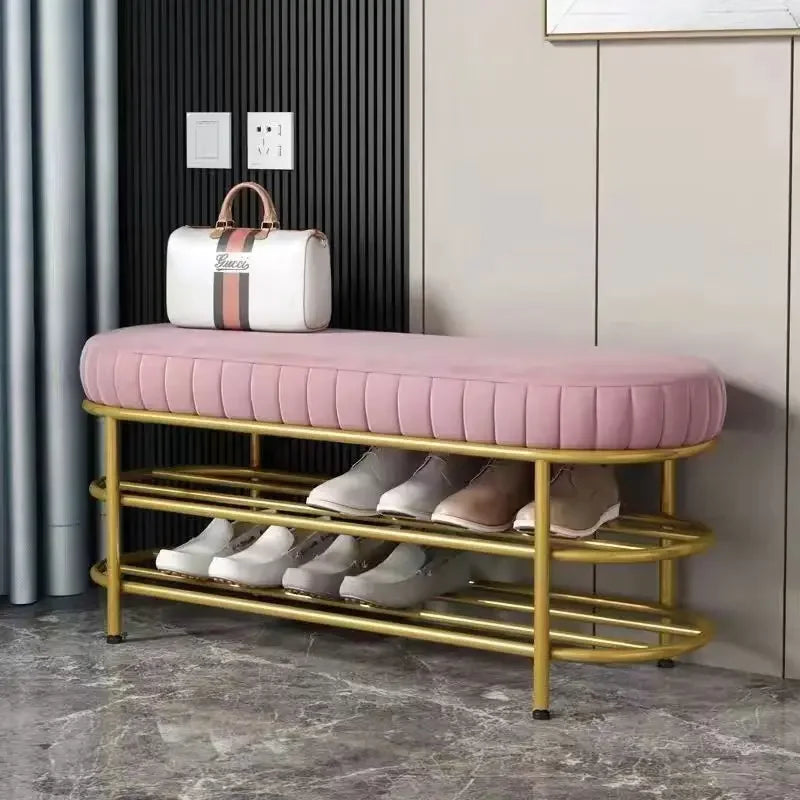 Stilvolle italienische Deko Bank – Samt Sitzbank mit Schuhregal-letto-design.com