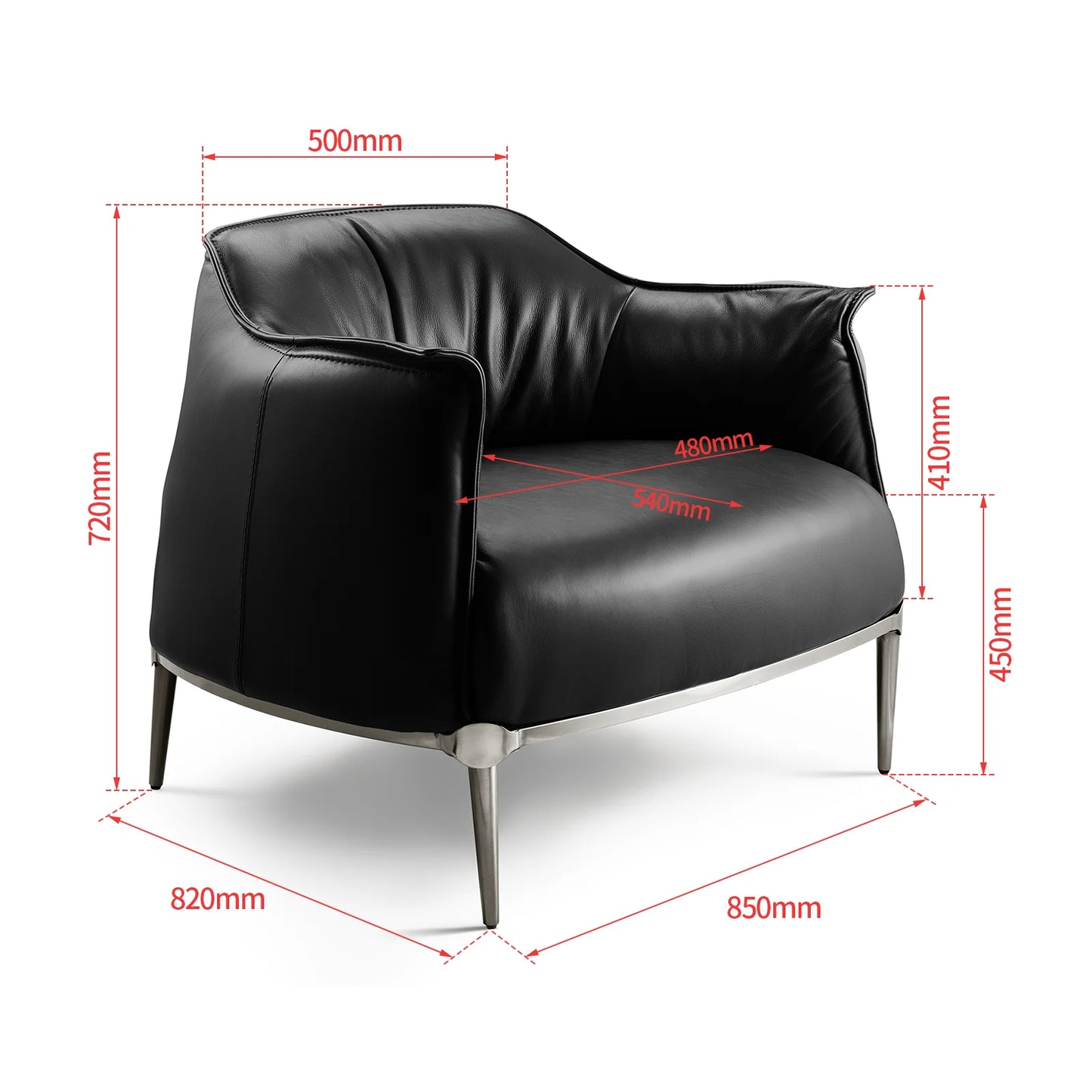 Poltrona Eleganza - Luxuriöser Sessel in echtem Leder-letto-design.com
