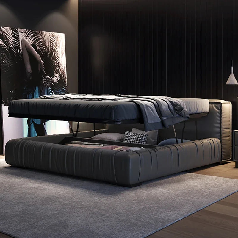 Black Luxe Haven – Designer-Lederbett mit Premium-Komfort-letto-design.com