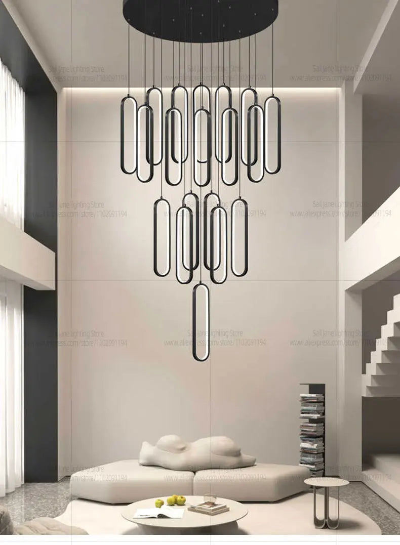 Eleganter LED-Kronleuchter "Luminous Elegance" für hohe Decken-letto-design.com