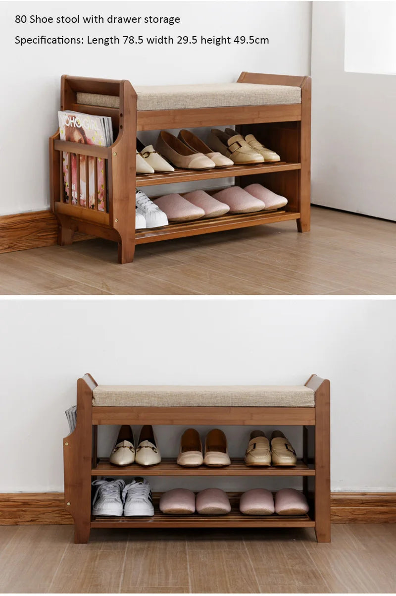 Praktische Schuhbank aus Holz mit Sitzpolster und Stauraum-letto-design.com