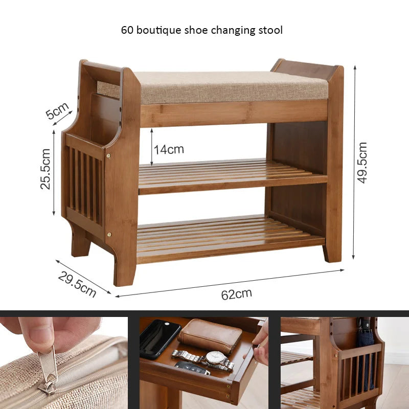 Praktische Schuhbank aus Holz mit Sitzpolster und Stauraum-letto-design.com