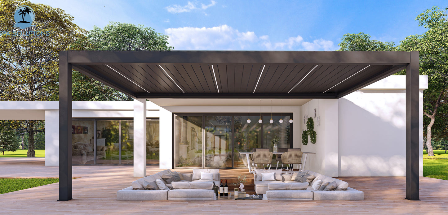 SkyMax Ultra Aluminium Pergola LED 3m x 5m motorisiert-letto-design.com