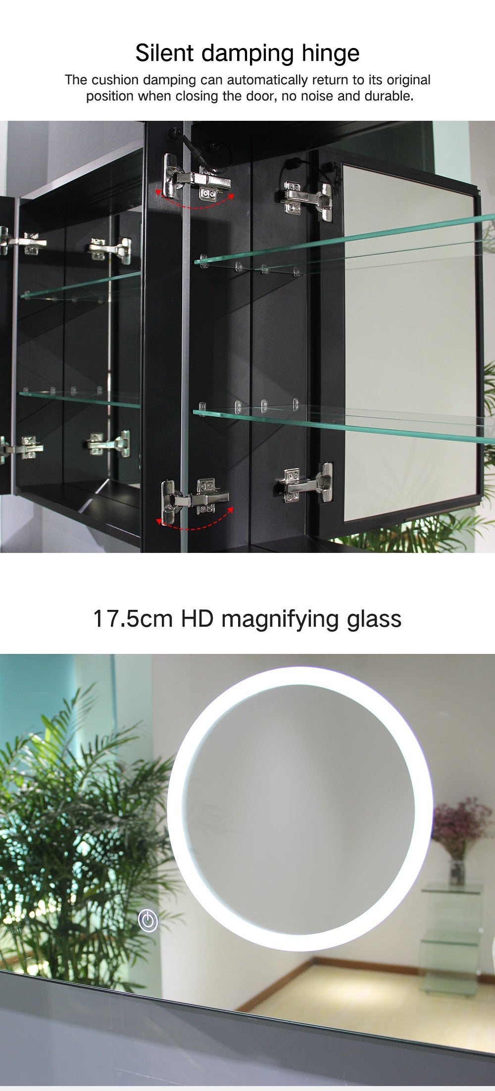 LED Spiegel mit Schrank 75 cm x 65 cm mit Ring-letto-design.com