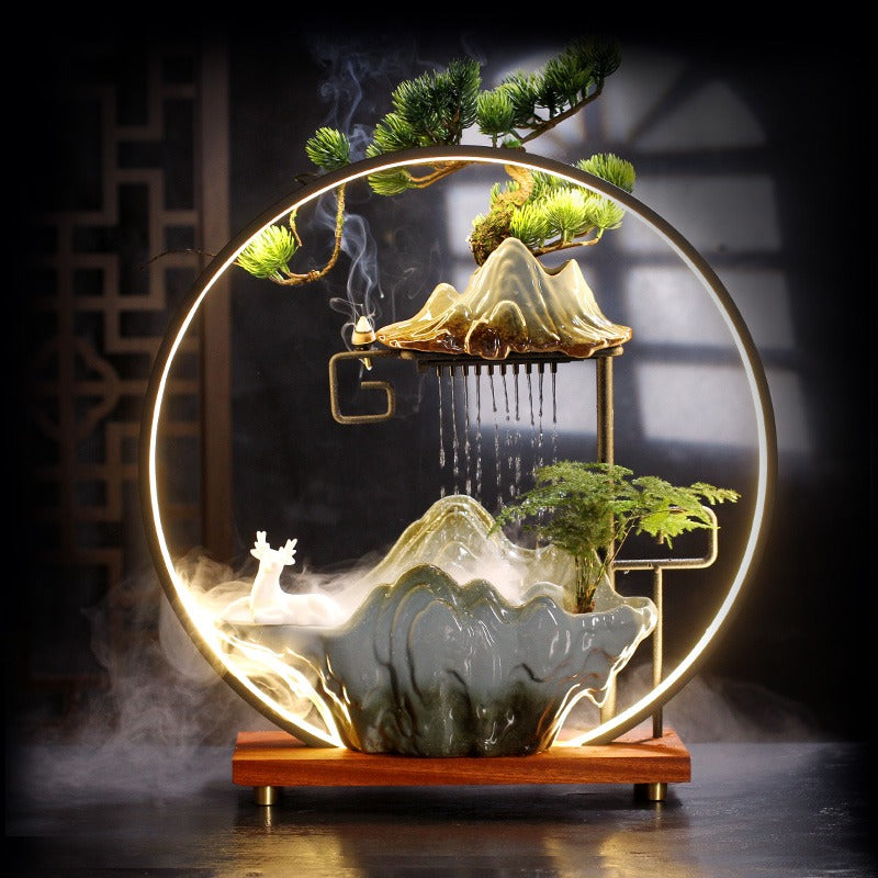 Indoor Brunnen mit LED Ring und Nebeleffekt-letto-design.com