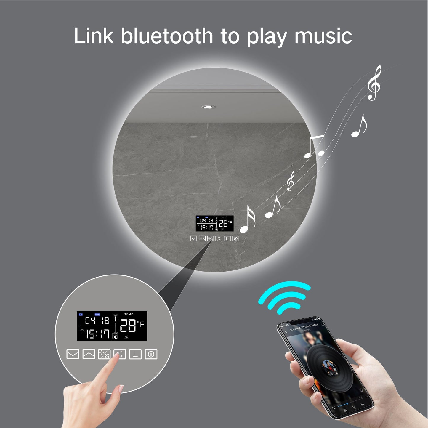 LED Spiegel mit allen Funktionen 60 cm-letto-design.com