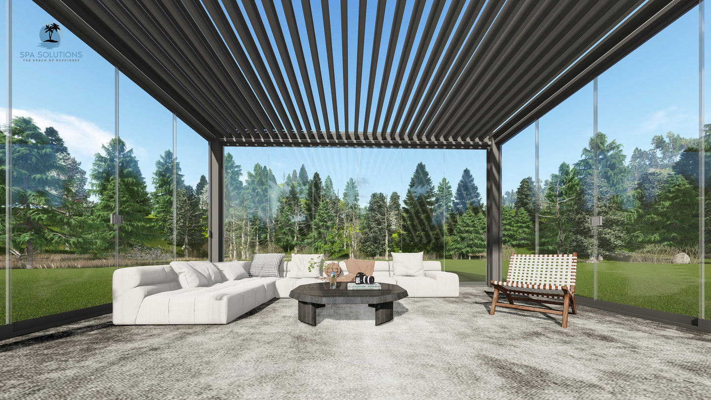 Sky Pergola Glas-Seitenwand 5m-letto-design.com