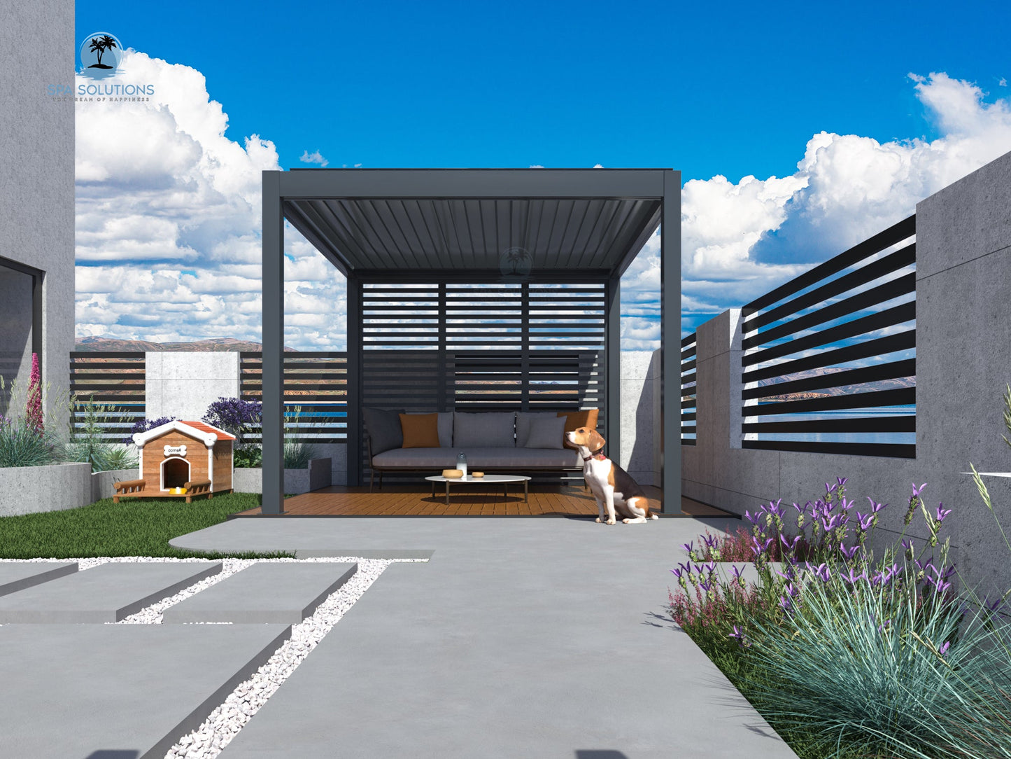 SkyMotion LED Aluminium Pergola 3m x 3m motorisiert-letto-design.com