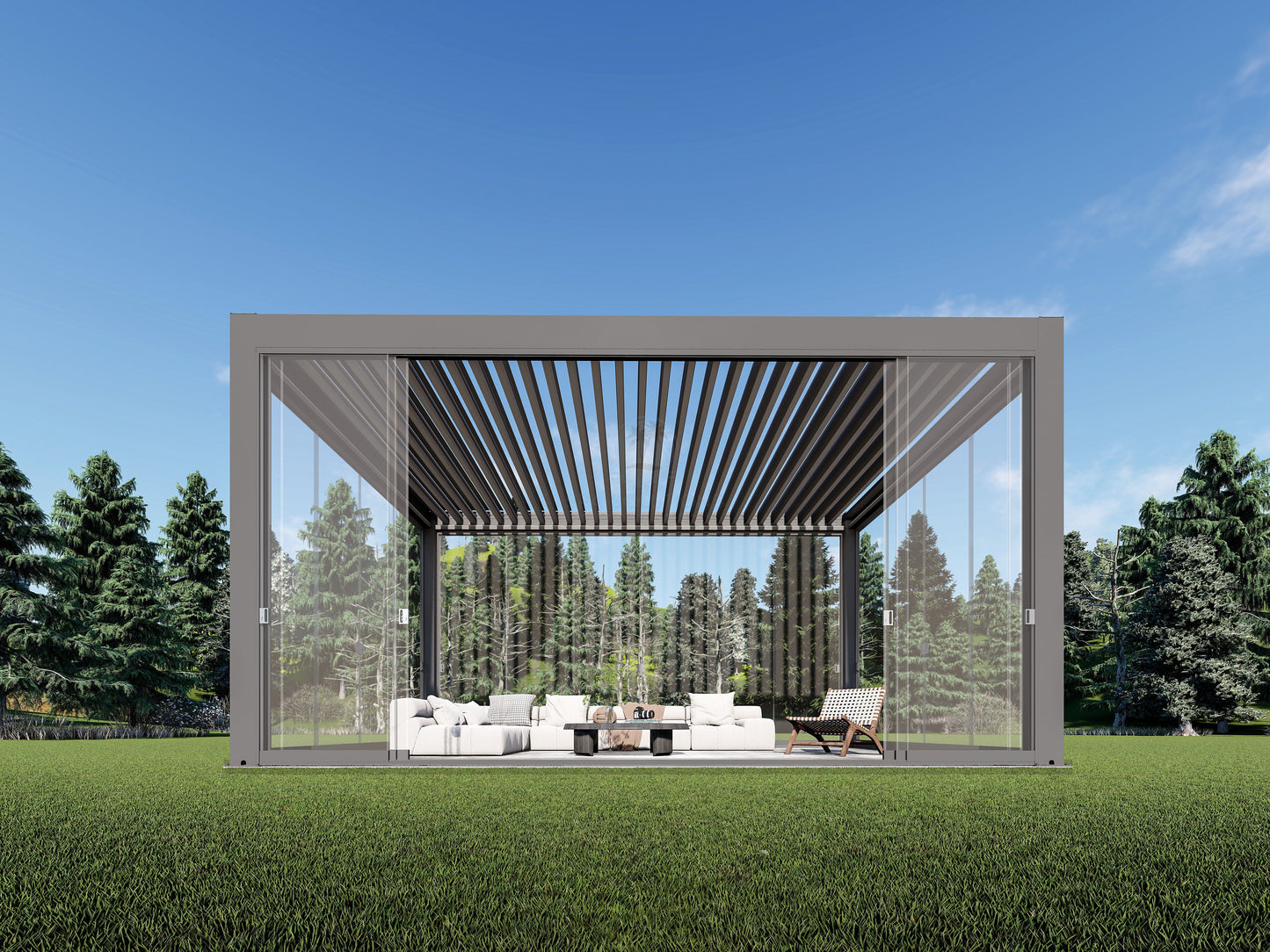 Sky Pergola Glas-Seitenwand 6m-letto-design.com