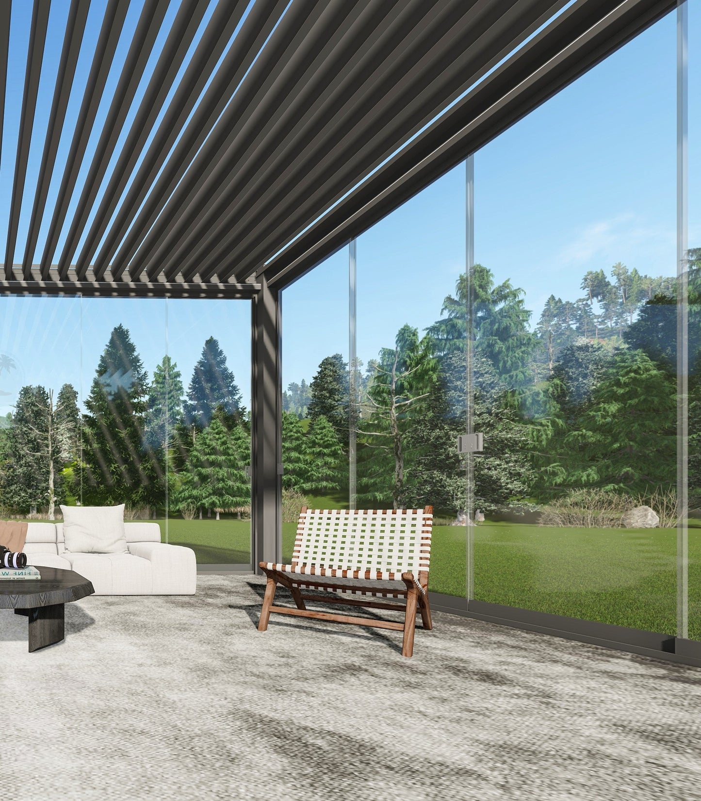 Sky Pergola Glas-Seitenwand 5m-letto-design.com