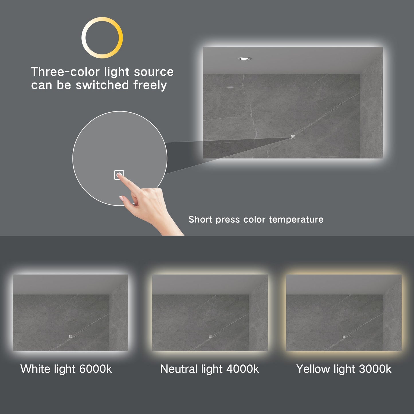 LED Spiegel mit Dimm Funktion 100cm x 60cm-letto-design.com