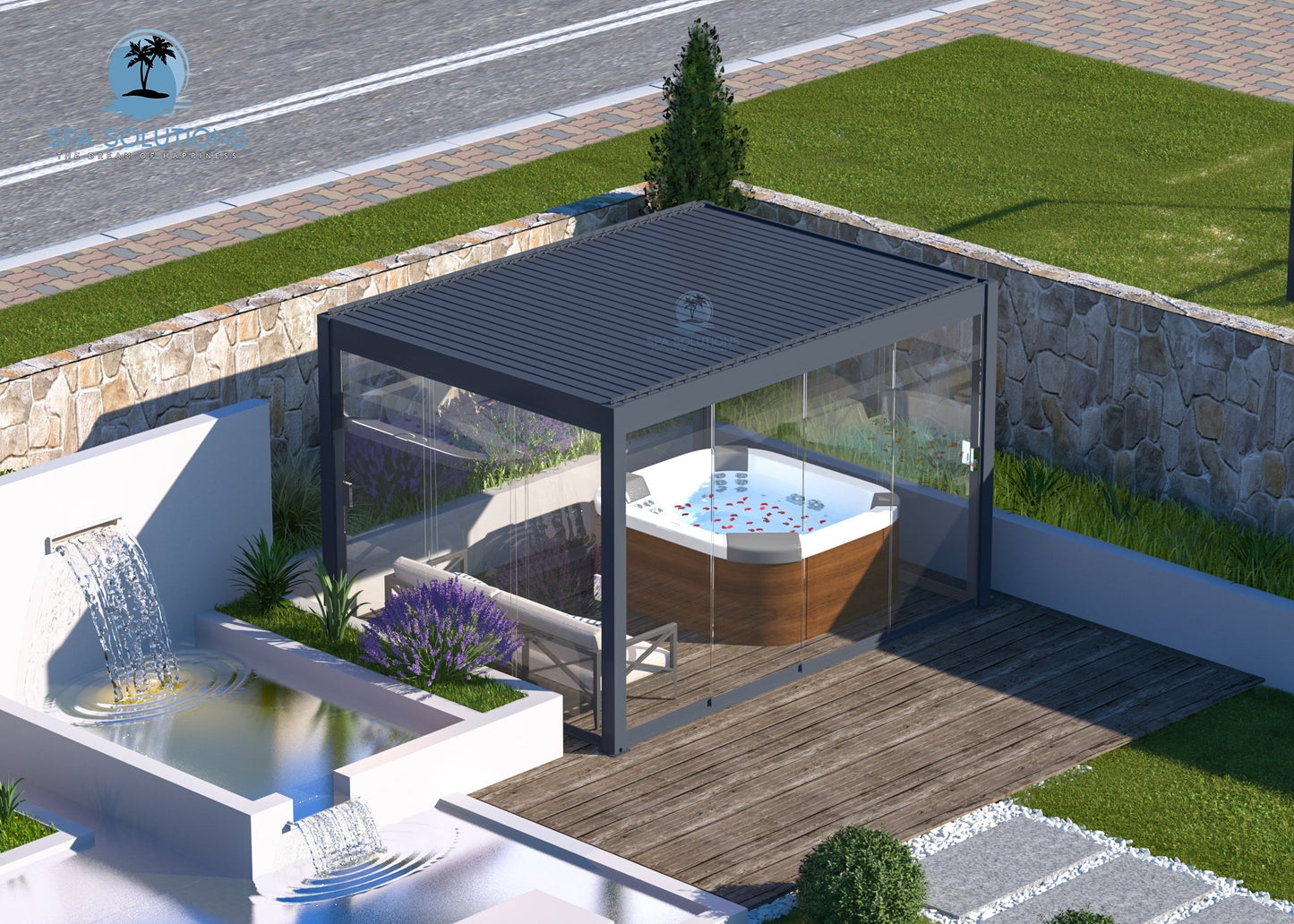 Sky Pergola Glas-Seitenwand 3m-letto-design.com