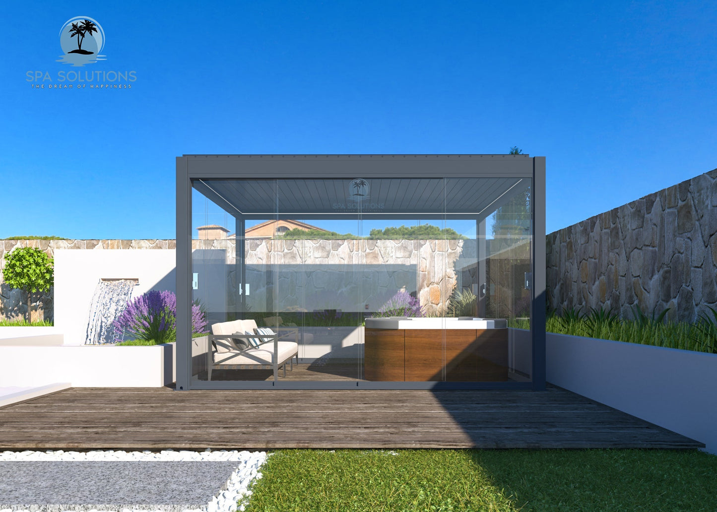 Sky Pergola Glas-Seitenwand 4m-letto-design.com