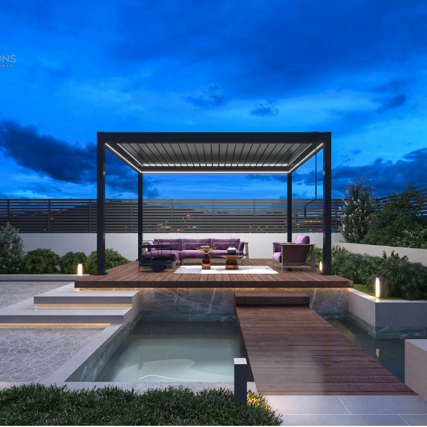 SkyLite ECO Aluminium Pergola LED 3m x 4m-letto-design.com
