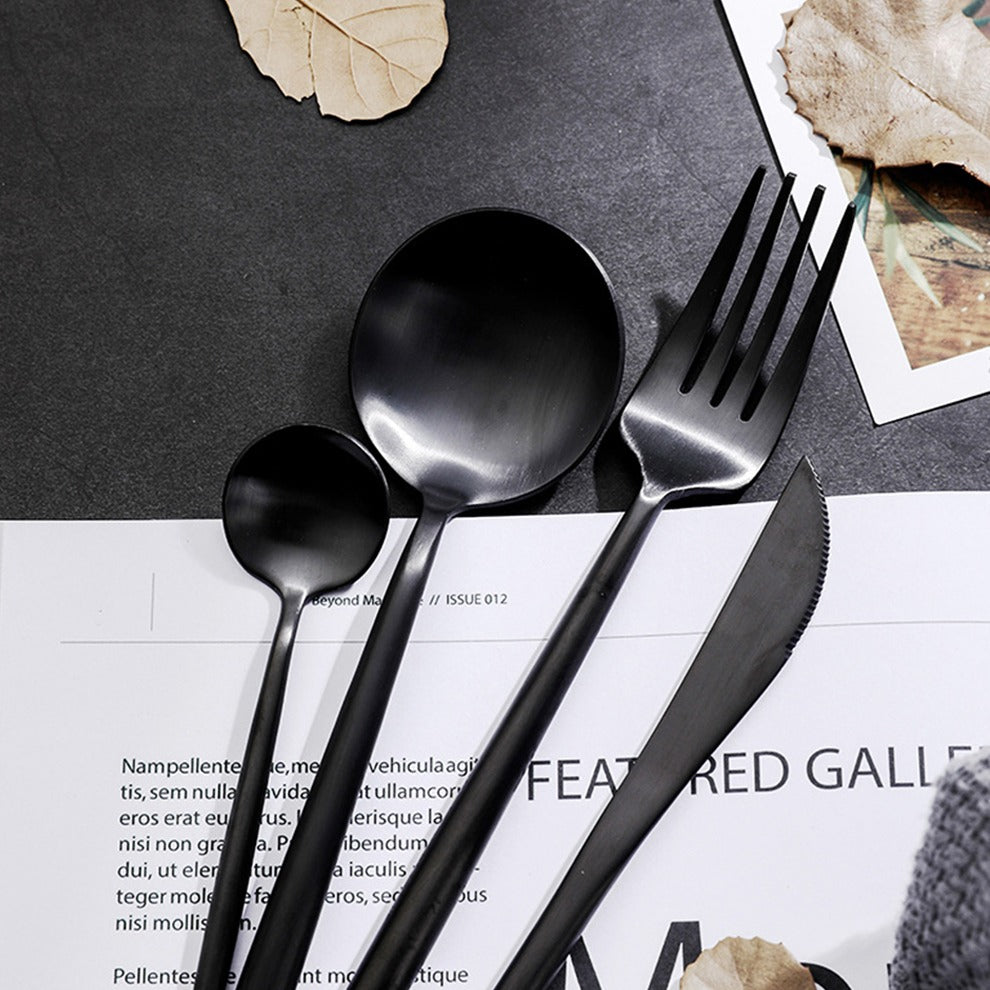 Verona Besteckset Schwarz 16 teilig-letto-design.com