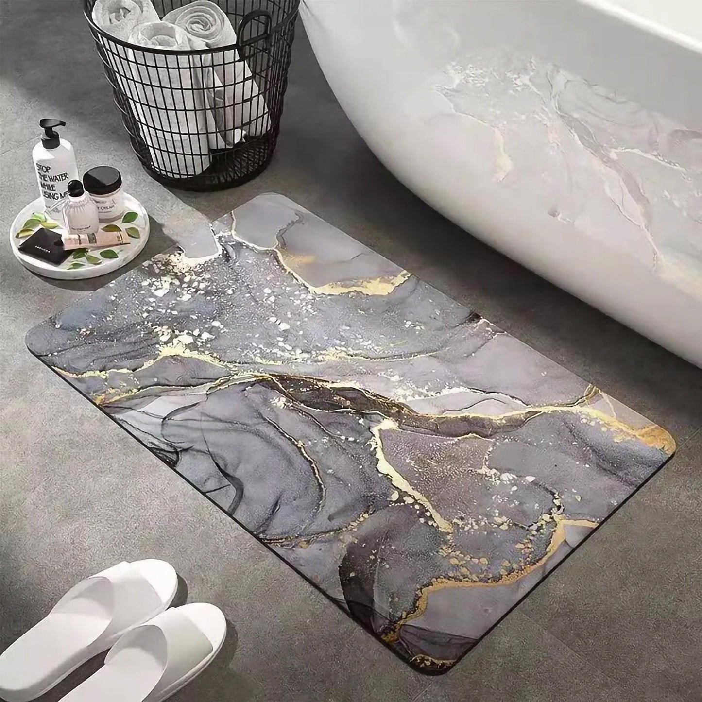Badezimmer Teppich Marmoroptik-letto-design.com