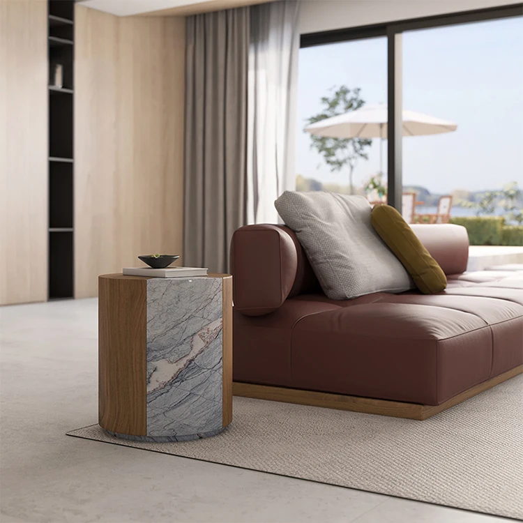 Couchtisch Lumarin – Runder Minimalismus aus Naturmarmor und Holz-letto-design.com