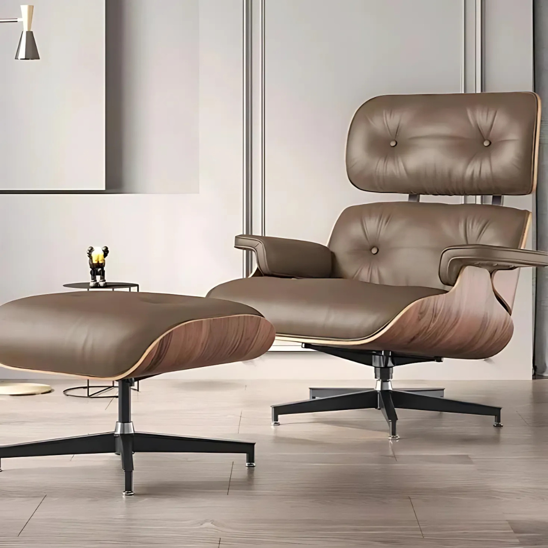 Luxuriöser Eames-Lounge-Sessel mit Ottoman