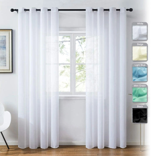 Bindi Solid White Tulle Curtains with Blackout Translucent Window Gauze Curtains Chiffon Curtains for the Living Room Luxury