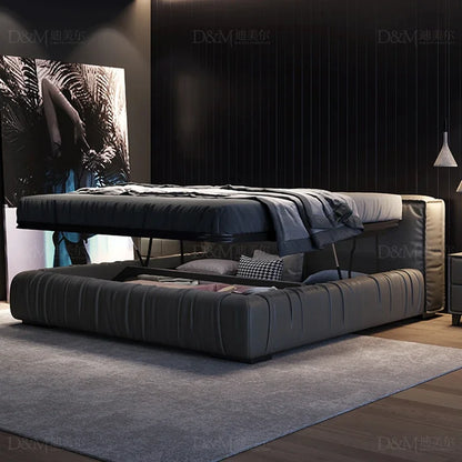 Black Luxe Haven – Designer-Lederbett mit Premium-Komfort