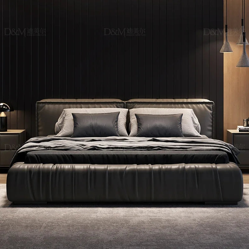 Black Luxe Haven – Designer-Lederbett mit Premium-Komfort