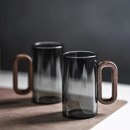 Stilvolle Glas-Tasse mit Holzgriff – Hochwertiges Design