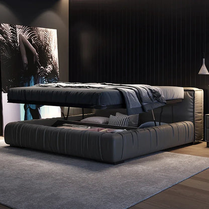 Black Luxe Haven – Designer-Lederbett mit Premium-Komfort