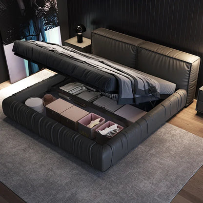 Black Luxe Haven – Designer-Lederbett mit Premium-Komfort