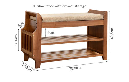 Praktische Schuhbank aus Holz mit Sitzpolster und Stauraum