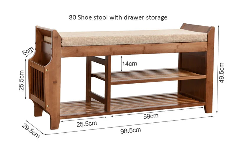 Praktische Schuhbank aus Holz mit Sitzpolster und Stauraum