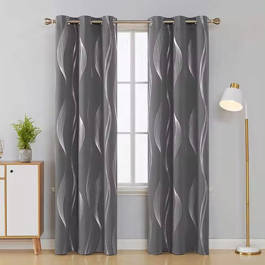 Amazon Blackout Curtains for Bedroom Drapes Extra Long Plain Grey Glitter Thermal Insulated Curtain for Sliding Glass Door