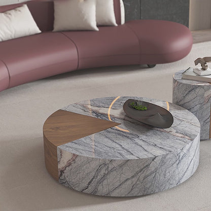 Couchtisch Lumarin – Runder Minimalismus aus Naturmarmor und Holz