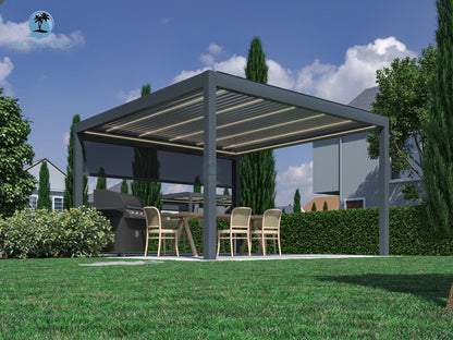 SkyMotion LED aluminum pergola 4m x 4m motorized