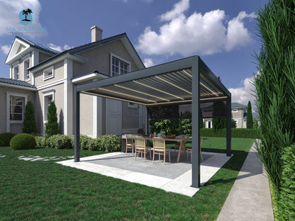 SkyMotion LED aluminum pergola 4m x 4m motorized