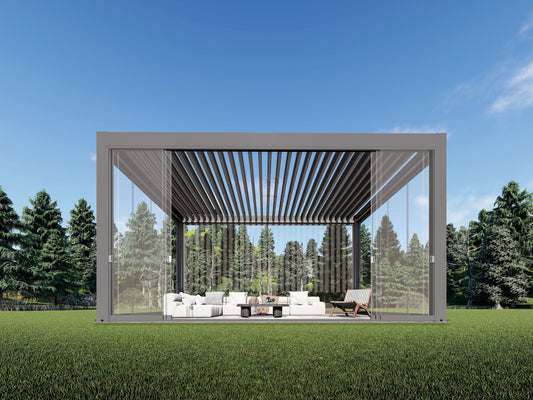 Sky Pergola Glas-Seitenwand 6m