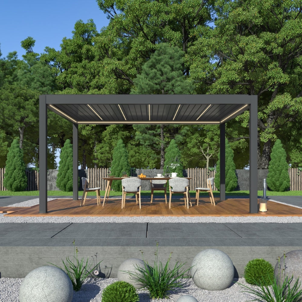 SkyMax Ultra aluminum pergola LED 4m x 5m motorized